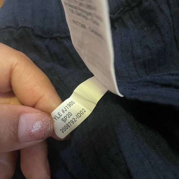 JCrew Drapey Crinkle Cotton Beach Pants Style J1905 Navy Sz XXS. - Picture 8 of 8